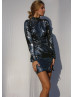 High Neck Glitter Black Latest Party Dress
